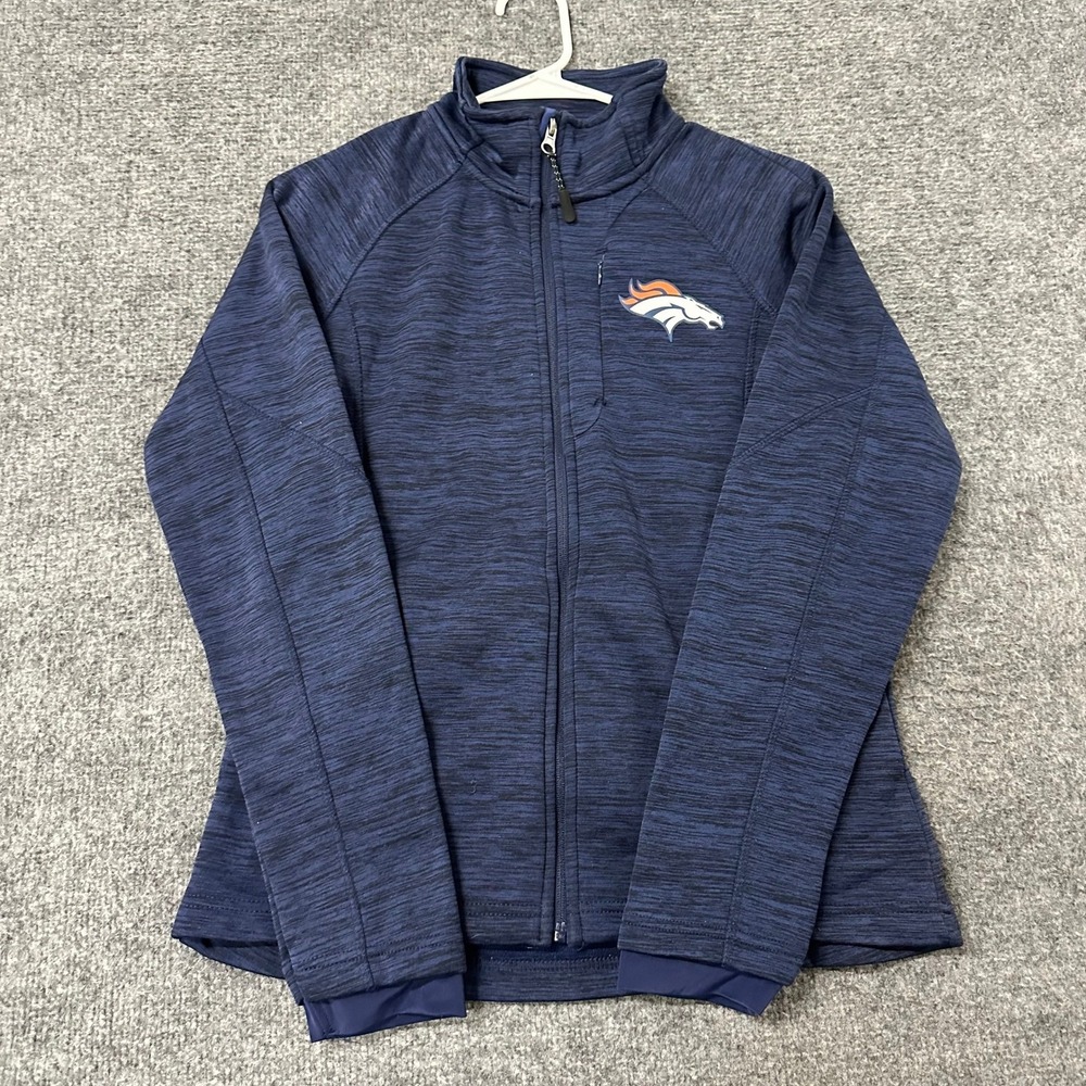 NFL Team Apparel Jacket Womens Size M Navy Blue Denver Broncos Full Zip Athletic